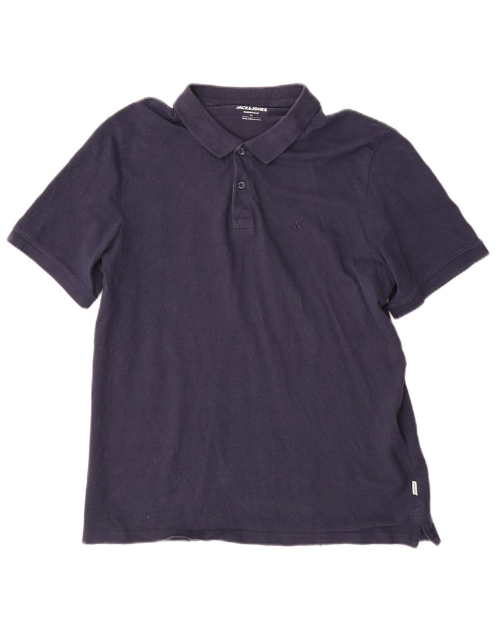 Męska koszulka polo Jack & Jones, średnia, granatowa, bawełniana