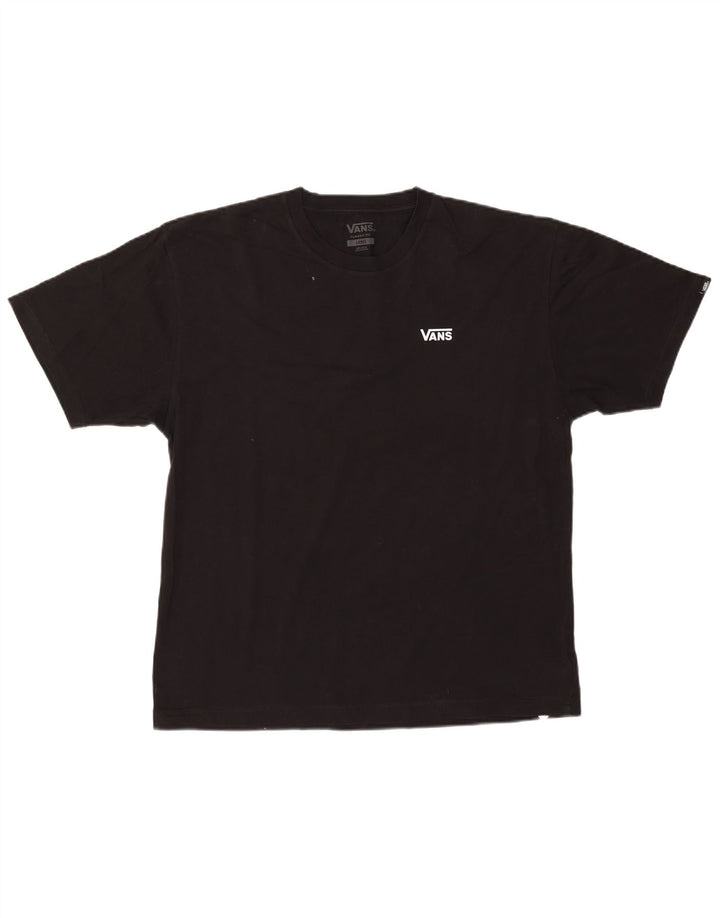 Męski T-shirt VANS o klasycznym kroju, duży, czarny, bawełniany