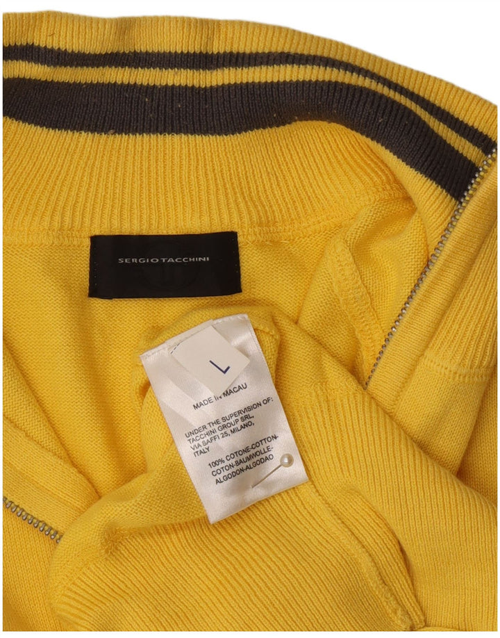 Męski sweter zapinany na zamek Sergio Tacchini, duży, żółty, bawełniany
