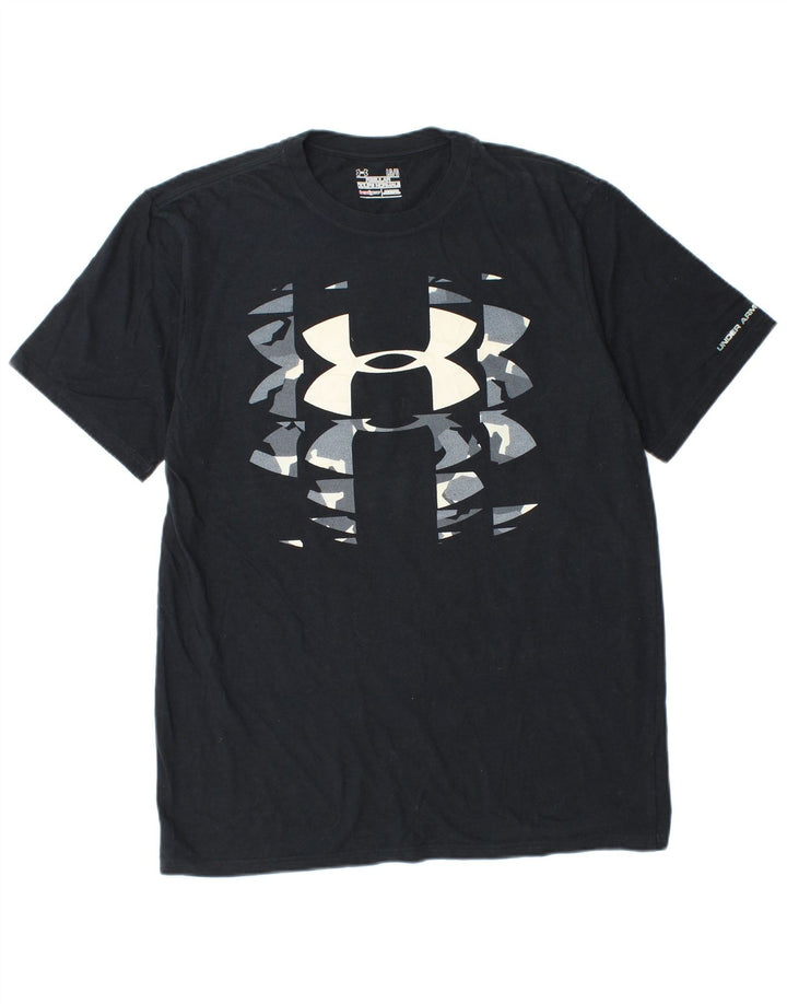 UNDER ARMOUR Męski T-shirt Heat Gear Regular z grafiką, duży, czarny, bawełniany