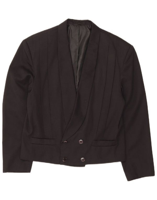 C&A Womens Double Breasted Blazer Jacket UK 14 Medium Black Polyester