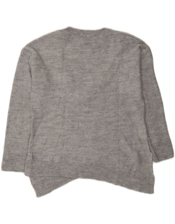 Zara Womens Asymmetric Oversized V-Neck Jumper Sweater UK 10 Small Grey