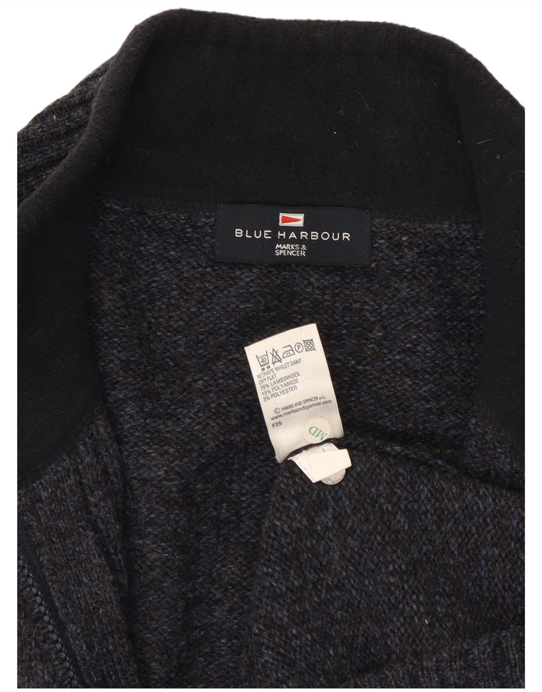 Marks & Spencer Męski sweter rozpinany w kolorze niebieskim Harbor, duży, granatowy, nakrapiany