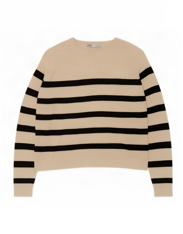 Damski sweter Zara z dekoltem w łódkę UK 10 w małe białe paski