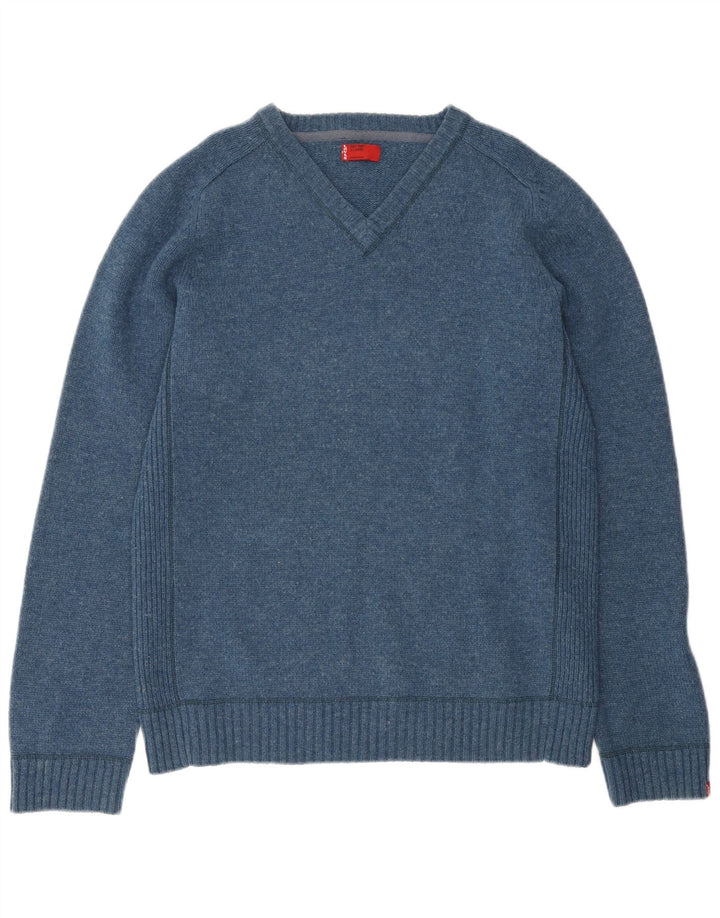 Męski sweter LEVI'S z dekoltem w kształcie litery V, XL, niebieska wełniana
