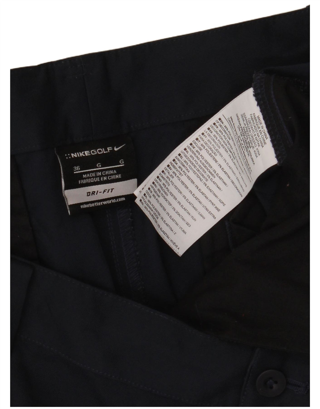 Męskie spodenki chino Nike Dri Fit W36, duże, granatowe, poliestrowe