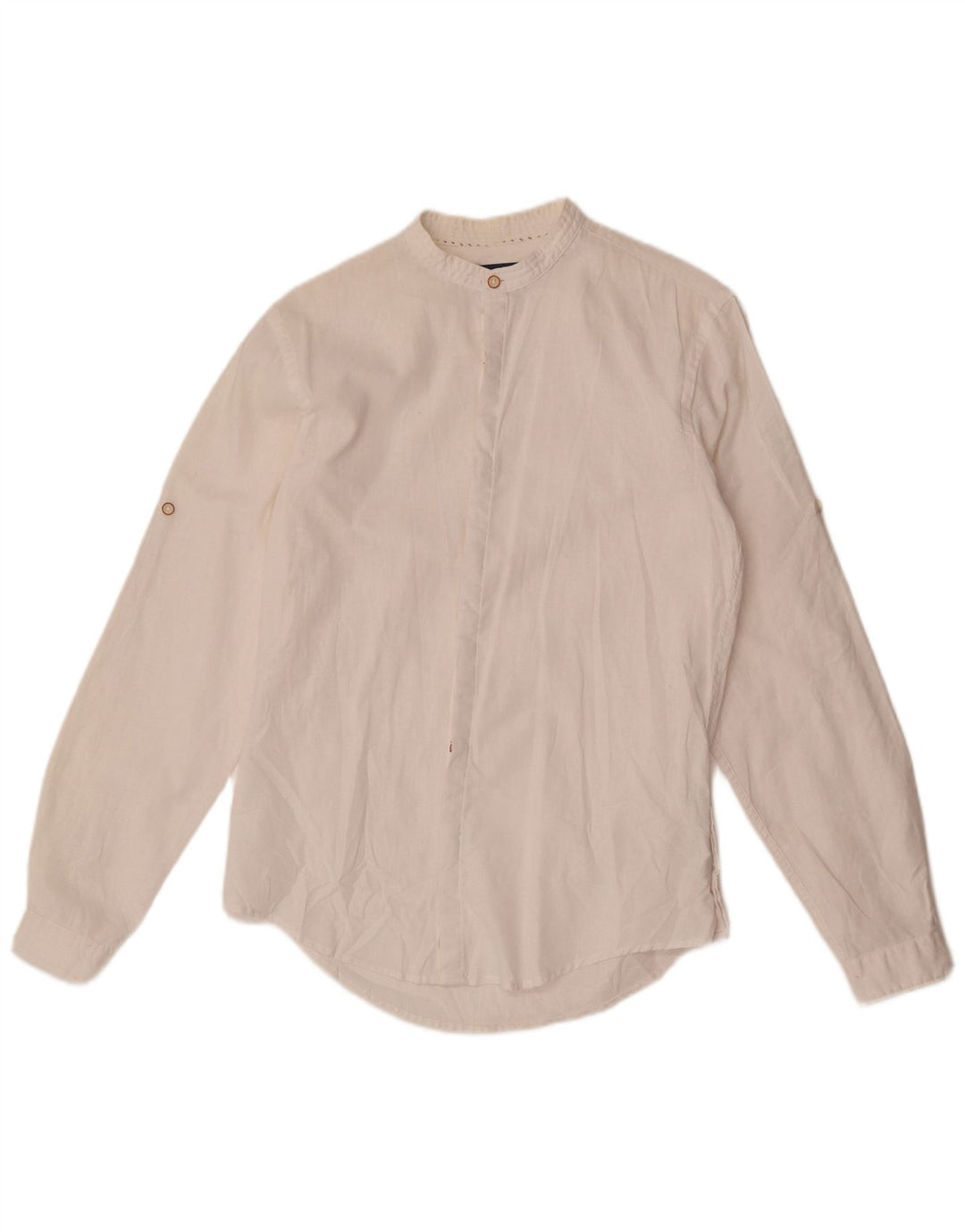 Koszula męska Zara Slim Fit, mała, biała, lniana
