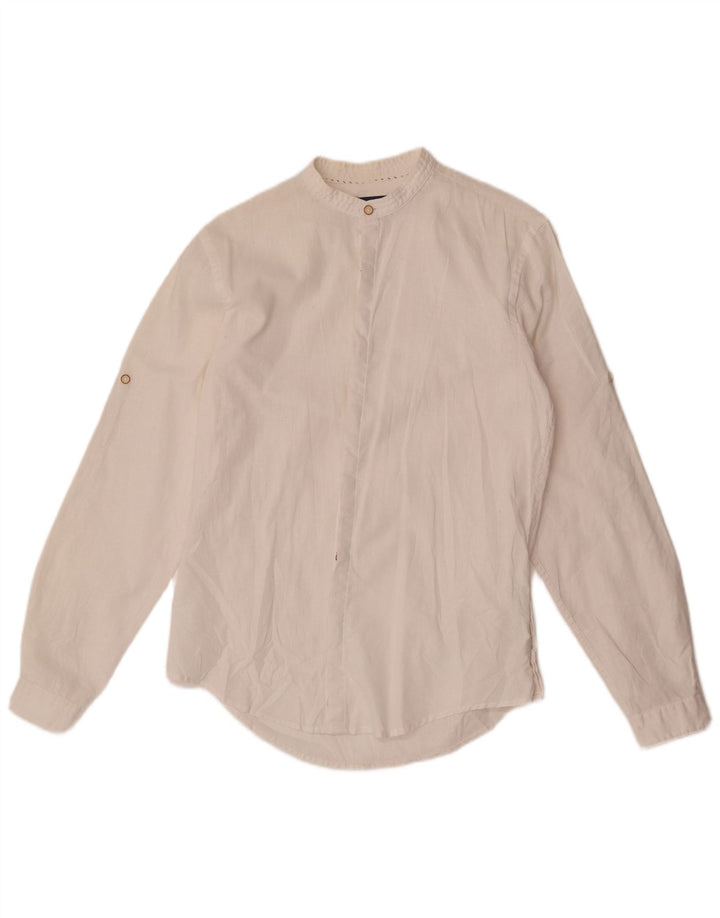 Koszula męska Zara Slim Fit, mała, biała, lniana