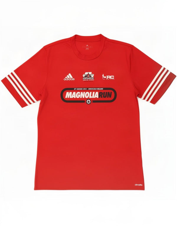 Adidas Męska koszulka z grafiką Climalite Top, duża czerwona poliester