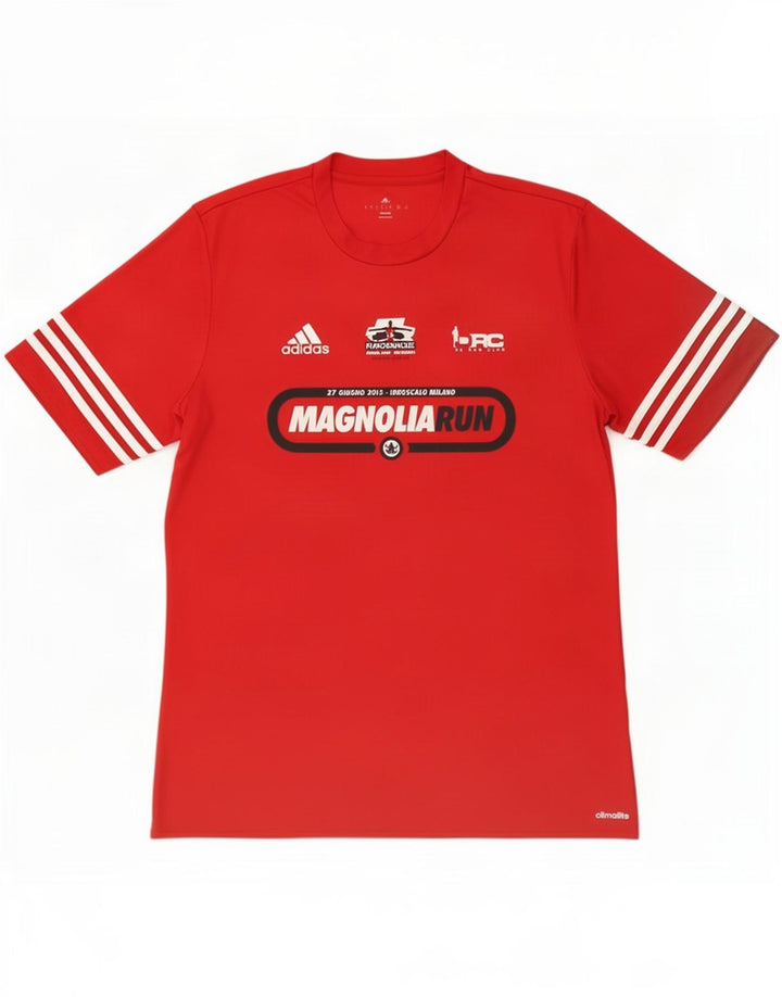 Adidas Męska koszulka z grafiką Climalite Top, duża czerwona poliester