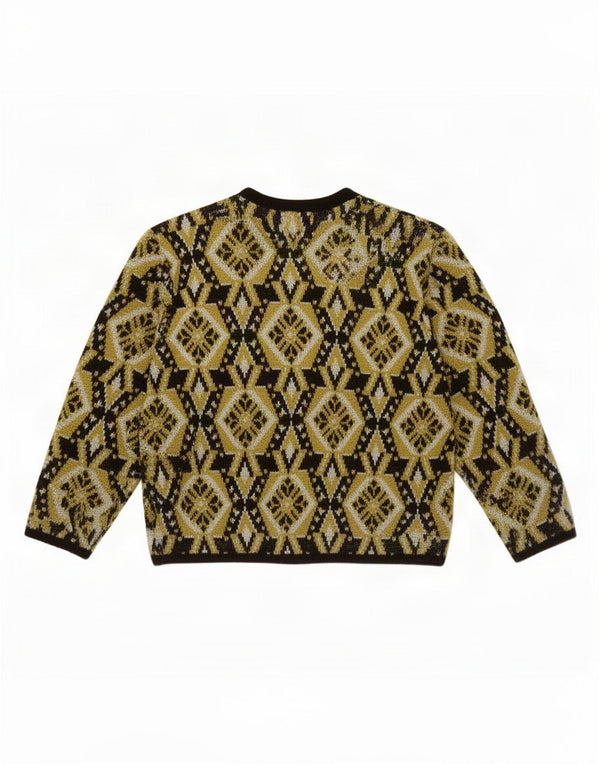 Sweter damski w stylu vintage, kardigan IT 46, duży, khaki, geometryczny