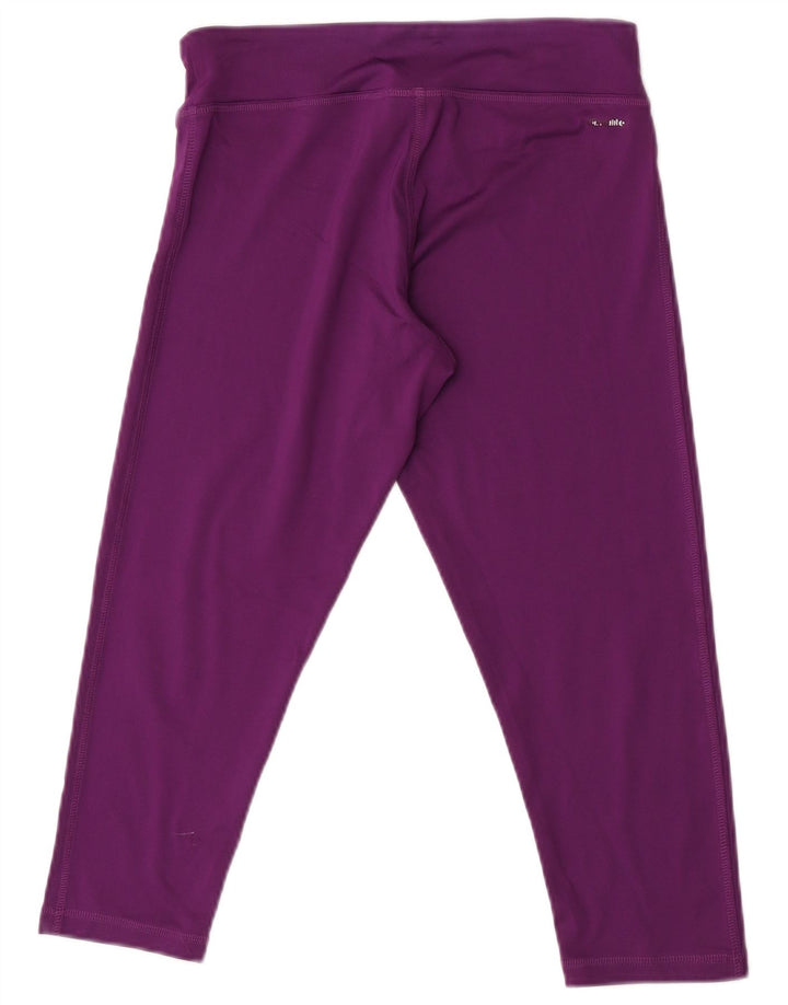Legginsy Adidas Damskie Climalite Capri UK 8/10 Mały Fioletowy Poliester