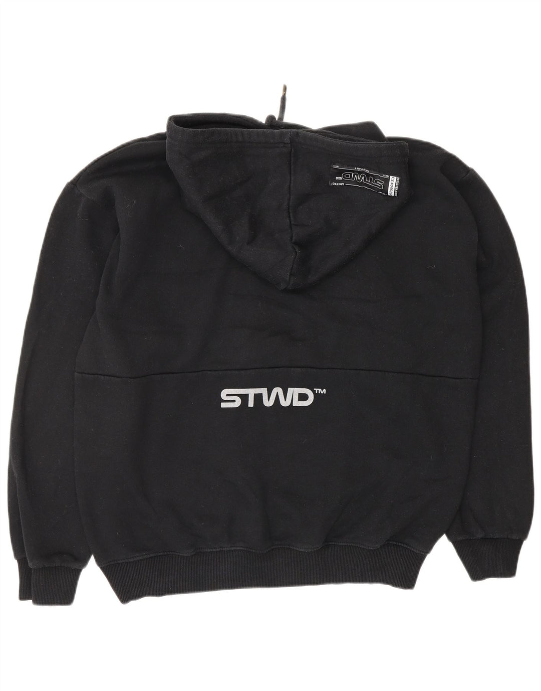 Męski sweter z kapturem i grafiką PULL & BEAR, średni czarny