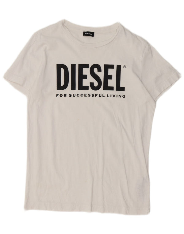 Męska koszulka z grafiką Diesel Top XS, biała bawełna