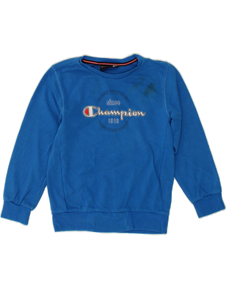 CHAMPION Boys Graphic Sweatshirt Jumper 7-8 Years Small Blue Cotton Vintage Champion and Second-Hand Champion from Messina Hembry 