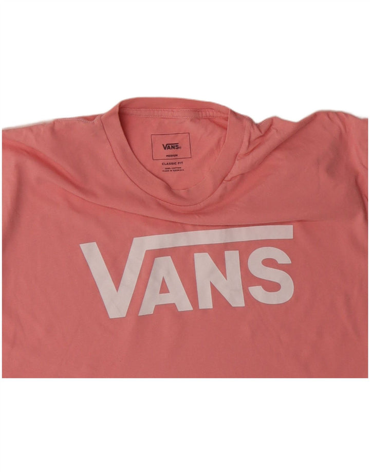 Męski T-shirt VANS o klasycznym kroju z grafiką, średni różowy, bawełniany
