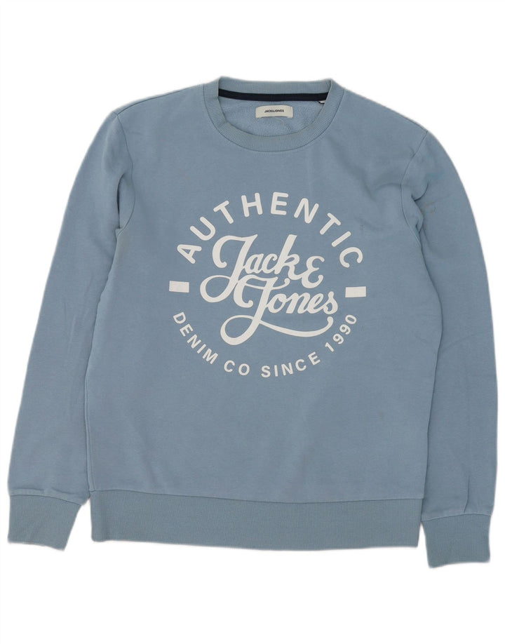 Męska bluza z grafiką Jack & Jones, średnioniebieska, bawełniana