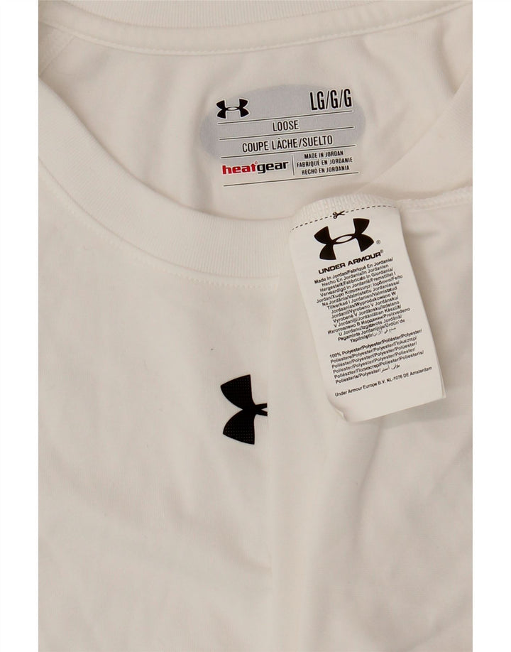 Męski T-shirt UNDER ARMOUR Heat Gear, duży, biały, poliestrowy