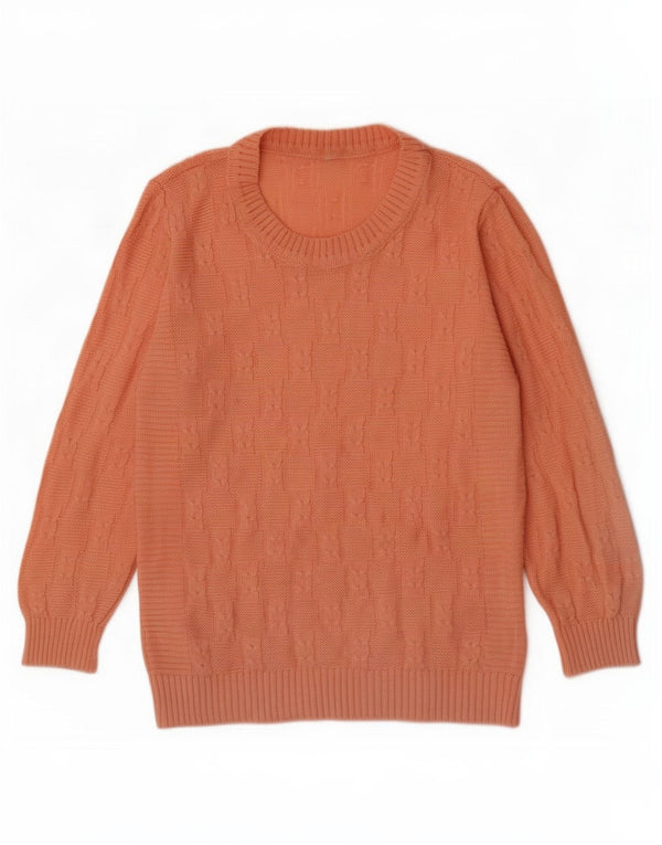 Sweter damski w stylu vintage z dekoltem w łódkę UK 14, średni róż