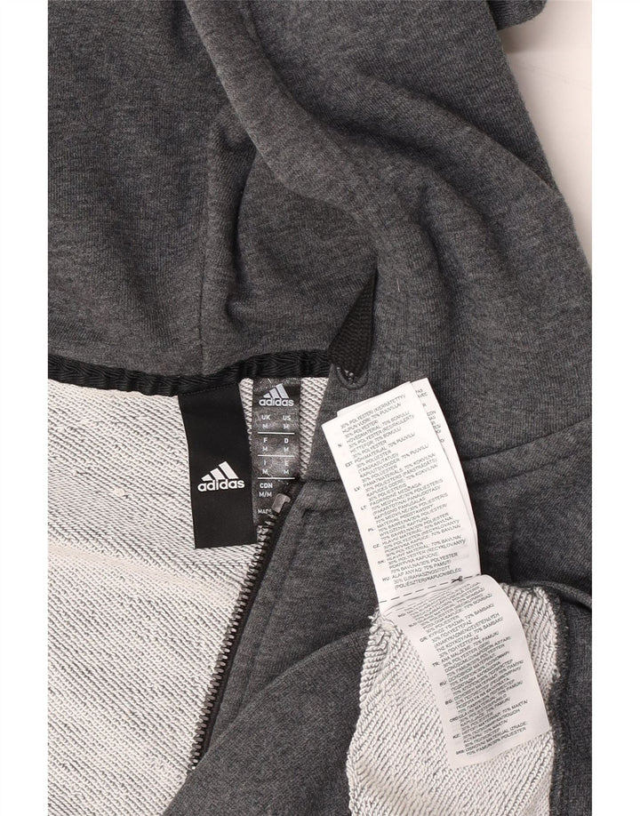 Męski sweter z kapturem i zamkiem błyskawicznym Adidas, średnioszary, bawełniany