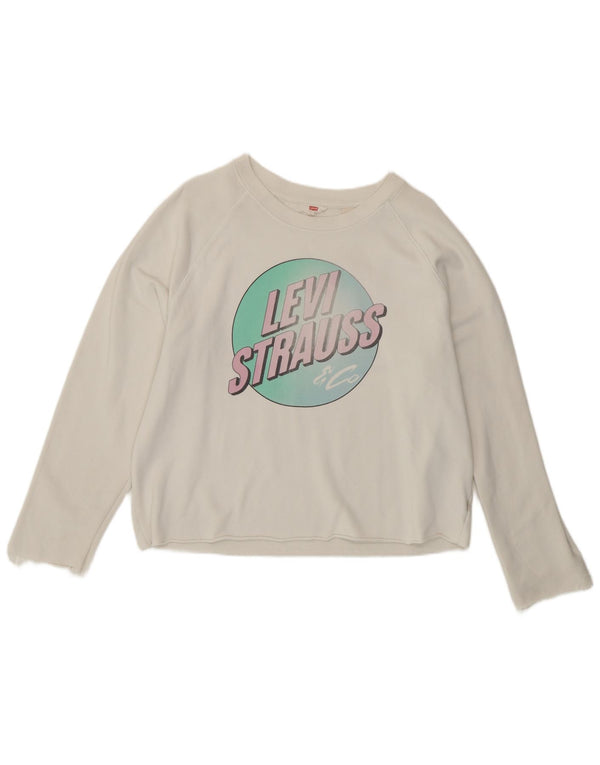 Damska bluza Levi's Graphic Jumper UK 16, duża, biała bawełna