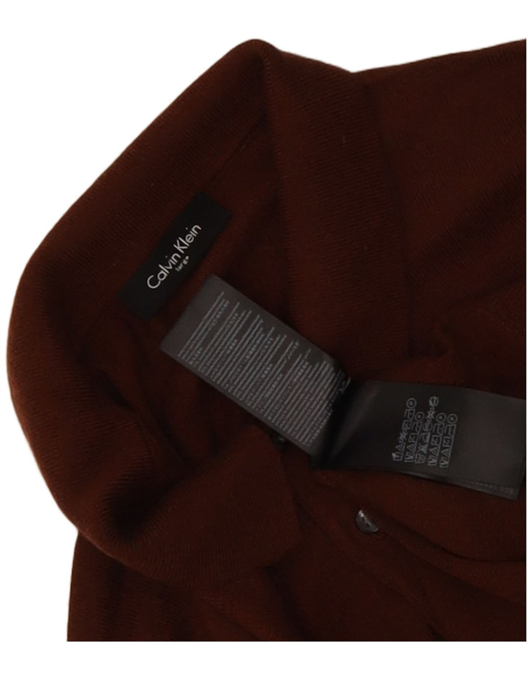 Męski sweter polo Calvin Klein, duży, brązowy, wełniany