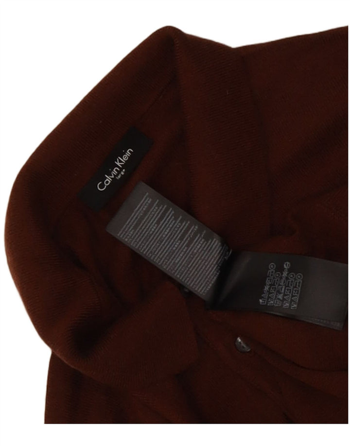 Męski sweter polo Calvin Klein, duży, brązowy, wełniany