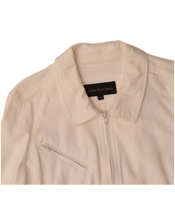 CALVIN KLEIN Womens Denim Jacket UK 16 Large White Cotton