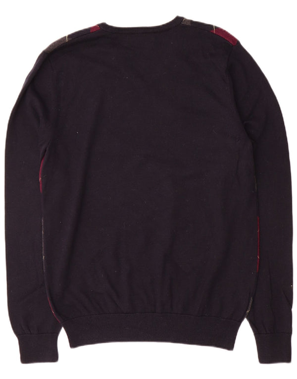 Męski sweter Fred Perry z dekoltem w kształcie litery V, średni granatowy Argyle/Diament