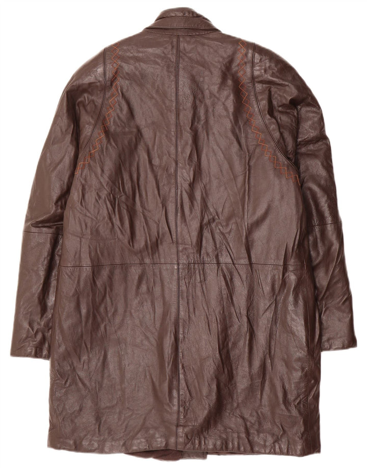 Damski płaszcz skórzany VINTAGE UK 14 Średni brąz