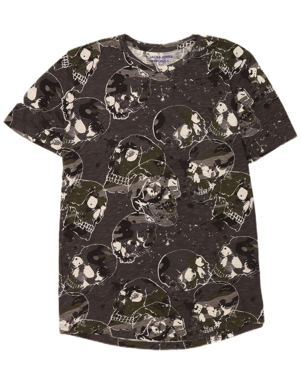 Męski T-shirt męski Jack & Jones o dopasowanym kroju, XL, szary, gotycki