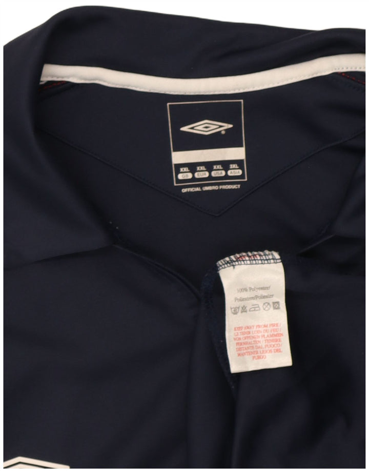 Męska koszulka polo Umbro z zamkiem błyskawicznym 2XL, granatowa, poliester w blokach kolorów