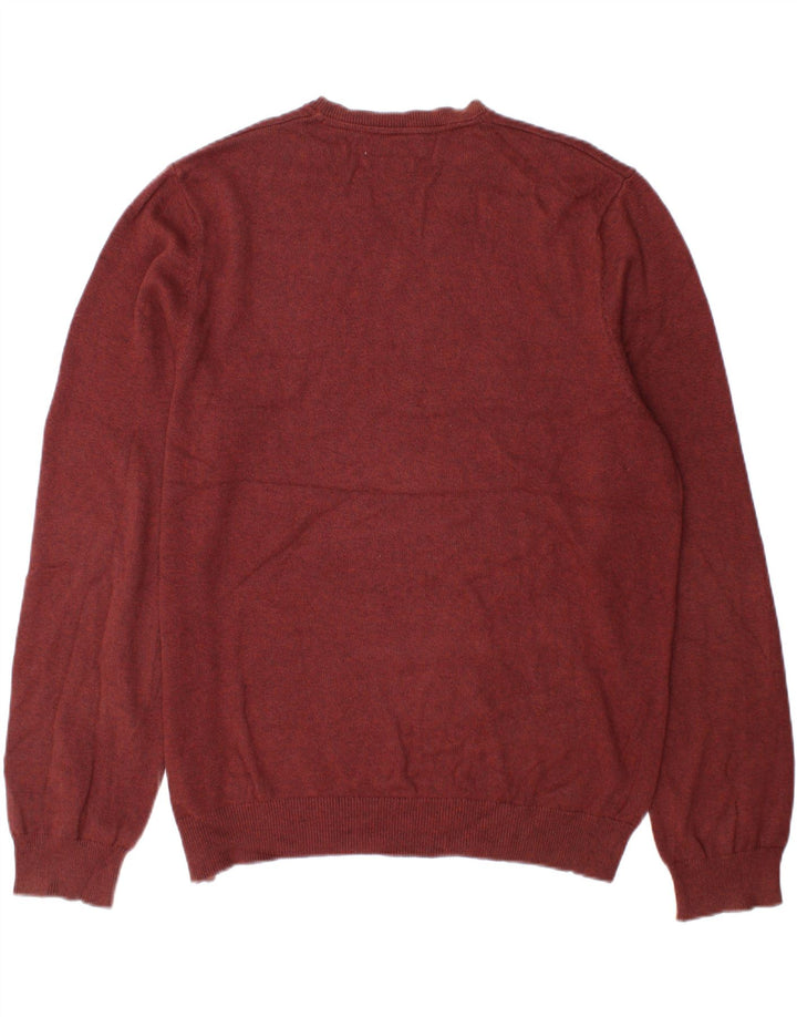 Marks & Spencer Męski sweter z dekoltem w kształcie litery V, XL, brązowy, bawełniany