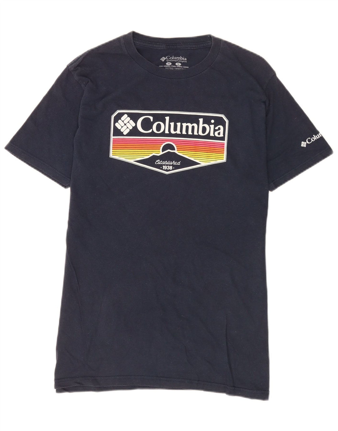 Męska koszulka z grafiką Columbia, średnia, granatowa bawełna