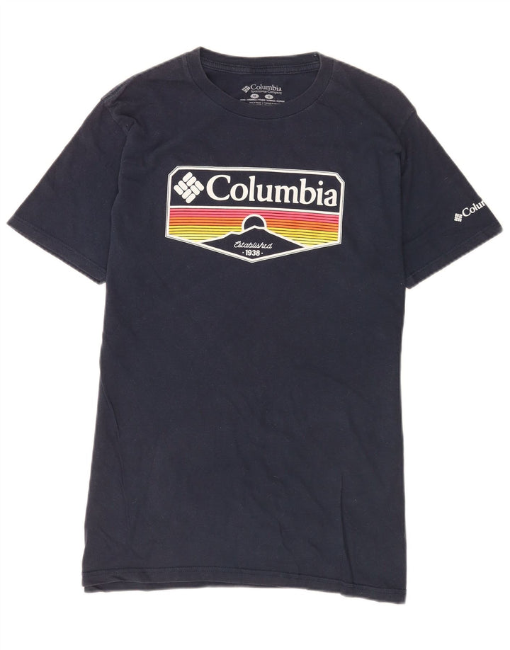 Męska koszulka z grafiką Columbia, średnia, granatowa bawełna