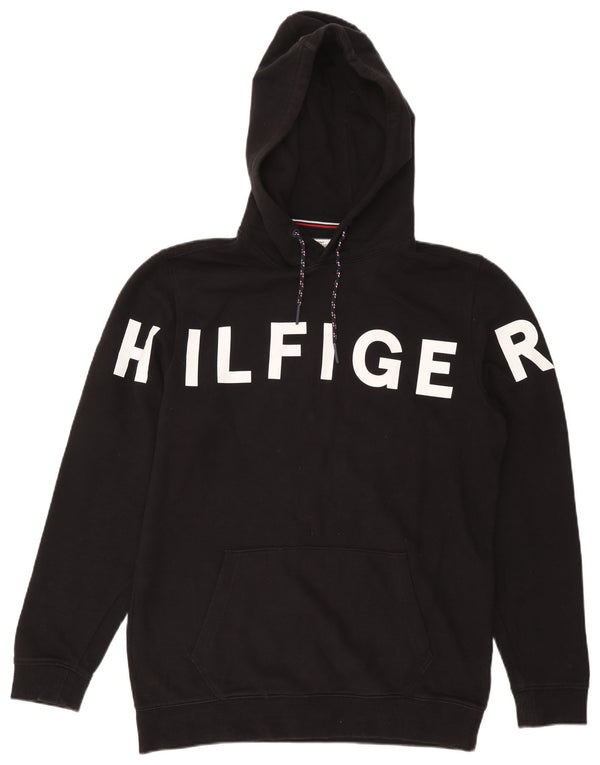 Męski sweter z kapturem i grafiką Tommy Hilfiger XL, czarny, bawełniany