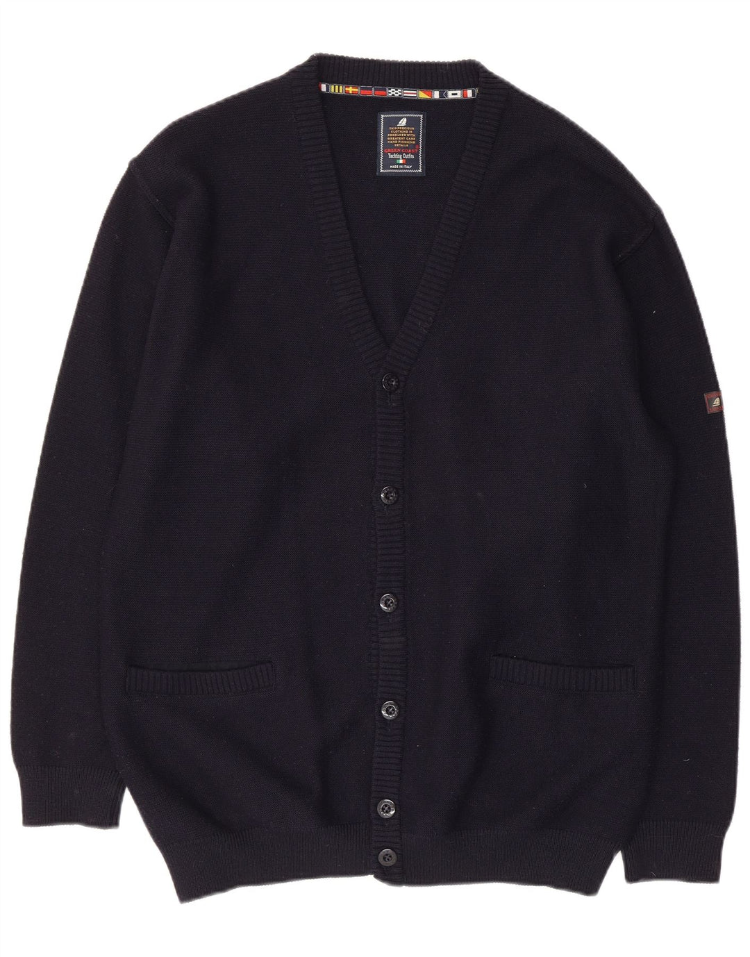 Męski sweter kardigan GREEN COAST IT 54 XL Granatowa wełna merynosów