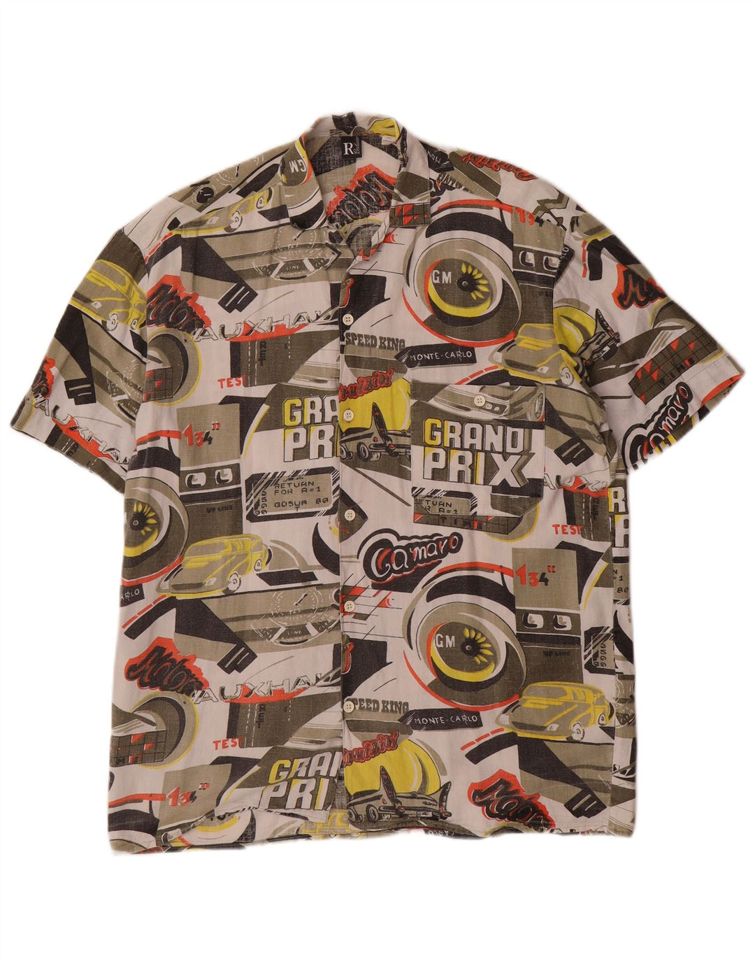 VINTAGE Mens Graphic Short Sleeve Shirt Medium Multicoloured Patchwork