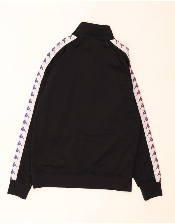 Męska kurtka dresowa KAPPA z grafiką, średnia czarna, poliester z blokami kolorów