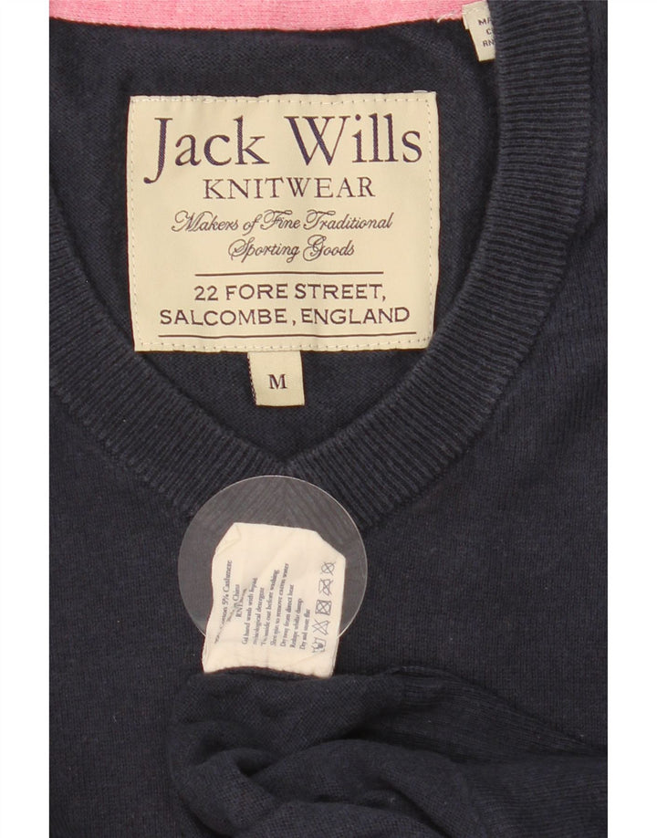 JACK WILLS Męski sweter z dekoltem w kształcie litery V, średni granatowy, bawełniany
