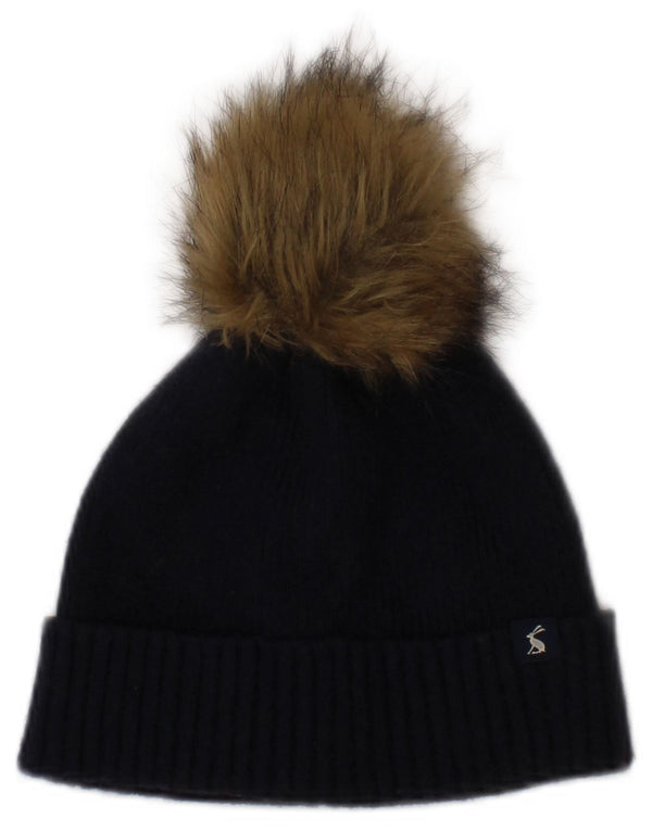 JOULES Womens Knit Beanie Hat One Size Navy Blue Viscose Winter