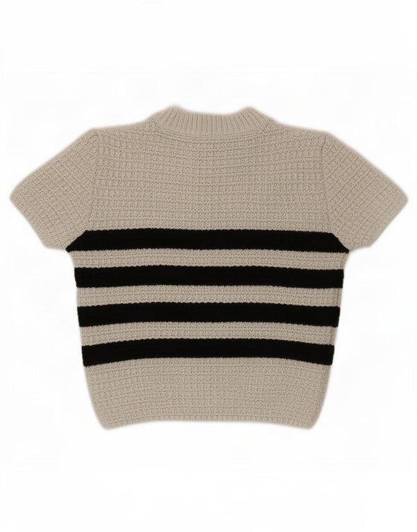 Sweter damski Zara z okrągłym dekoltem i okrągłym dekoltem UK 10 w małe beżowe paski