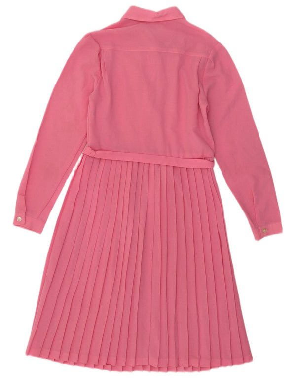 Vintage damska sukienka o linii A z długim rękawem UK 10 Small Pink