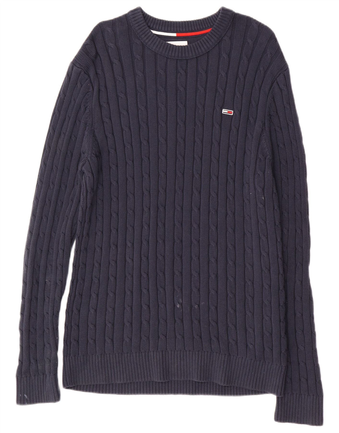 Męski sweter z okrągłym dekoltem TOMMY HILFIGER w kolorze średniego granatu