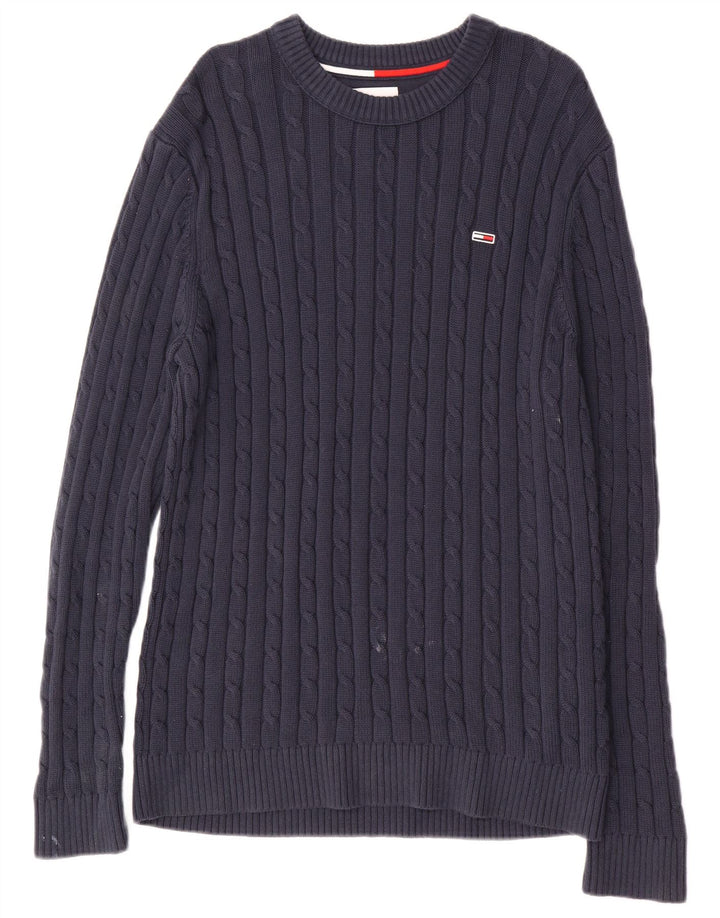 Męski sweter z okrągłym dekoltem TOMMY HILFIGER w kolorze średniego granatu