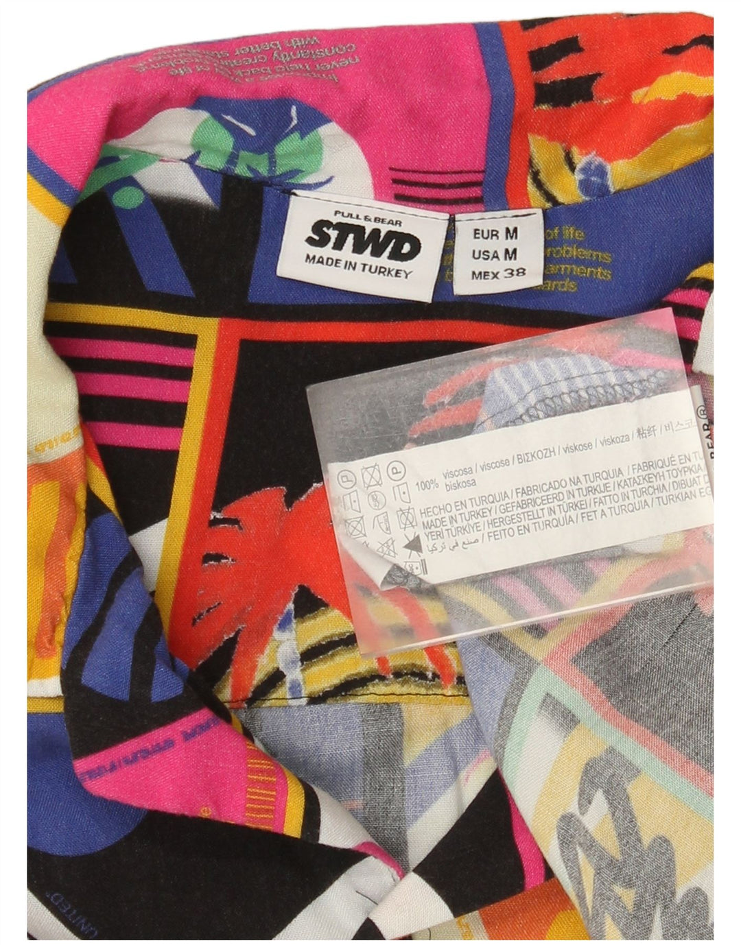 Męska koszula z grafiką STWD Pull & Bear, wielobarwna, patchworkowa, hawajska