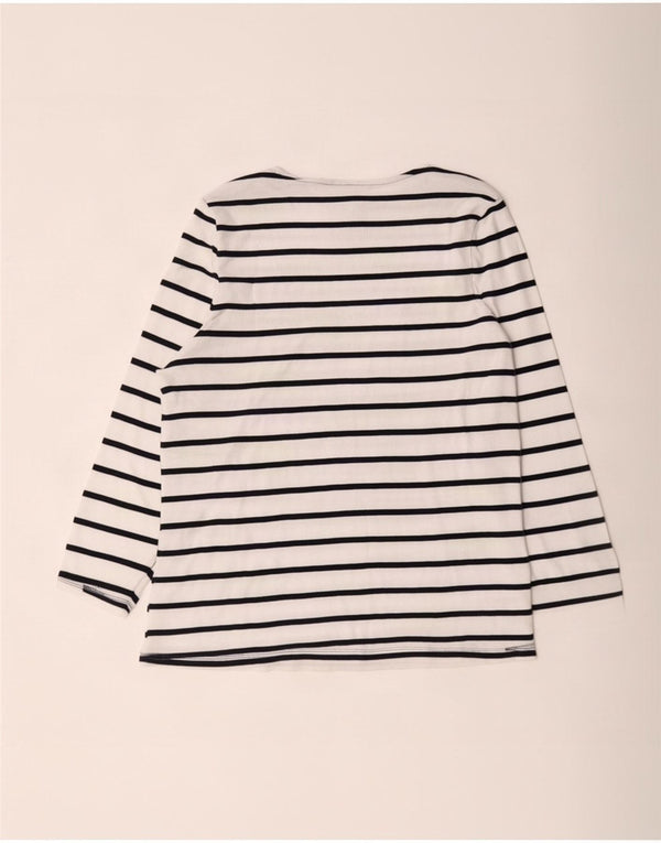 Marks & Spencer Womens Top 3/4 Sleeve UK 18 XL White Striped Cotton