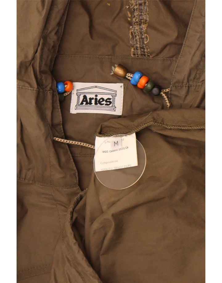 Damska kurtka przeciwdeszczowa z kapturem i kapturem w stylu vintage, UK 14, średnia bawełna khaki