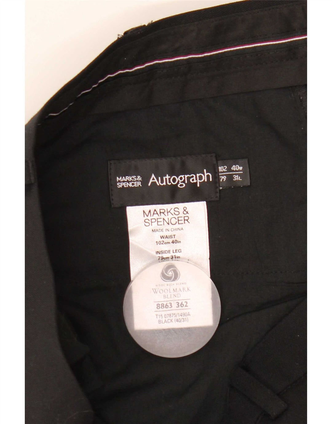 Męskie spodnie garniturowe Marks & Spencer Autograph W40 L31 czarne