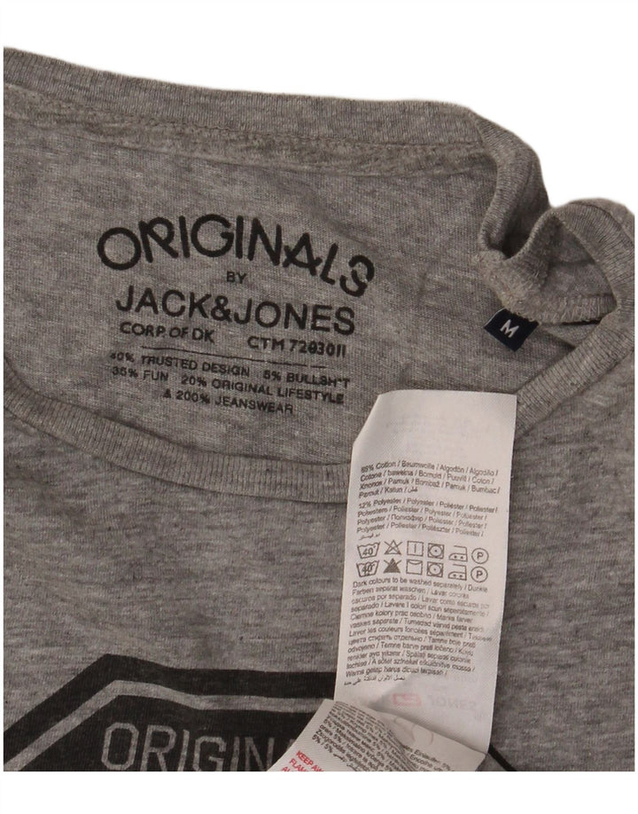 Męski T-shirt z grafiką Jack & Jones, średnioszary, bawełniany w cętki